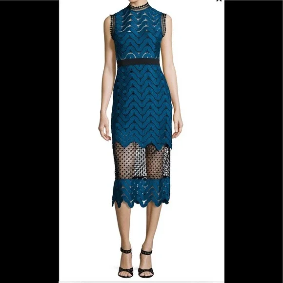 Self-Portrait | Dresses | Self Portrait Scalloped Lace Midi Dress | Poshmark